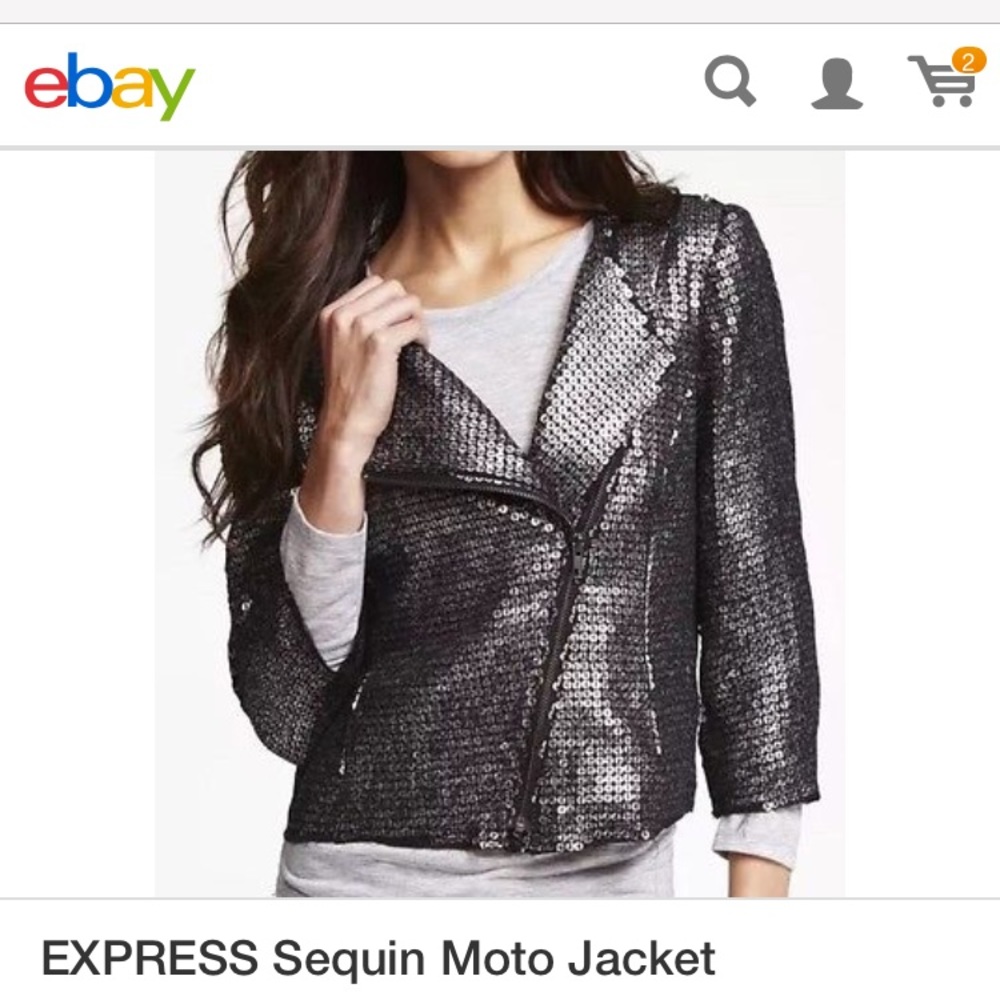 Express Sequin Motorcycle Jacket Size Medium - image 1